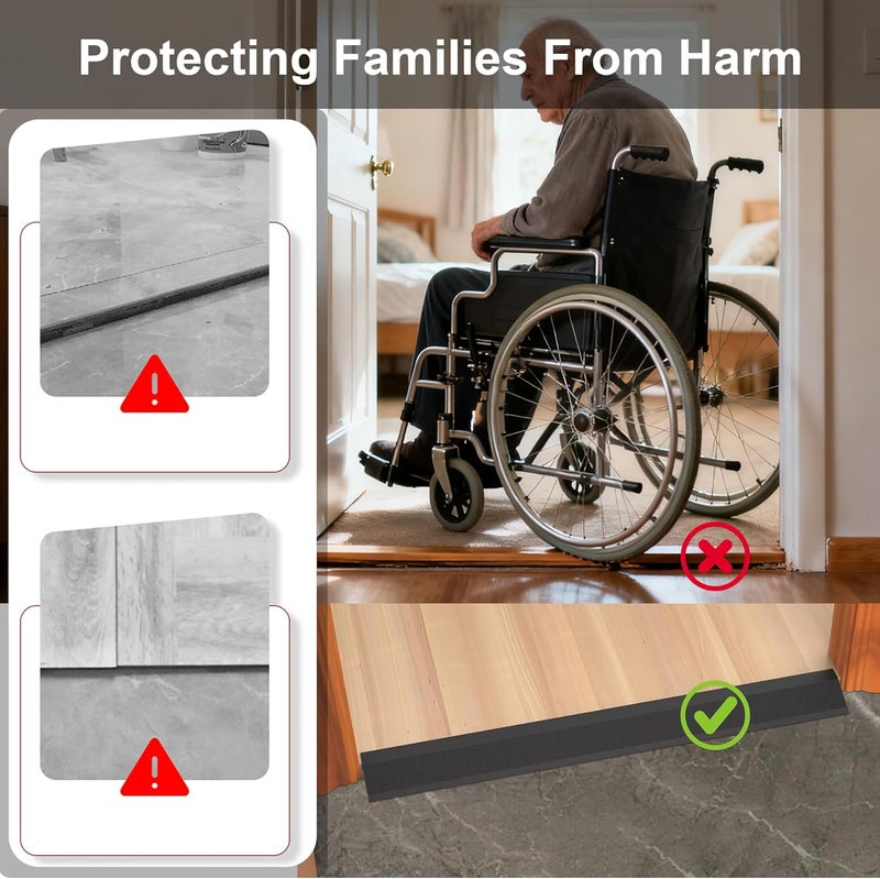 KTINITK 36” Aluminum Floor Transition Threshold Strip, Bridge The Height Gap Between 0.7 to 1.6 inches for Doorway Ramp Tiles Laminate Planks (Gray, 35.4“x4”) - Image 5